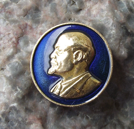 Vintage Early VI Lenin 3D Raised Relief Golden Head Enamel Pin Badge