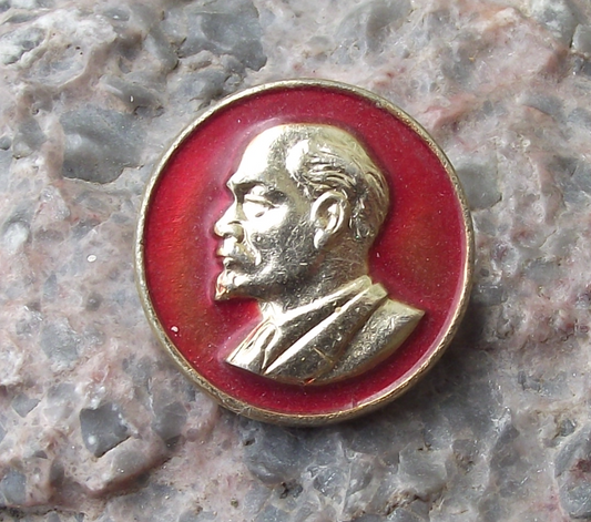 Vintage Later Vladimir Lenin 3D Raised Relief Golden Head Enamel Pin Badge