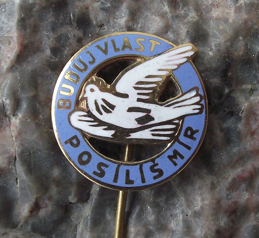 Vintage Czechoslovakia Build Homeland to Bring Peace Dove Pin Badge