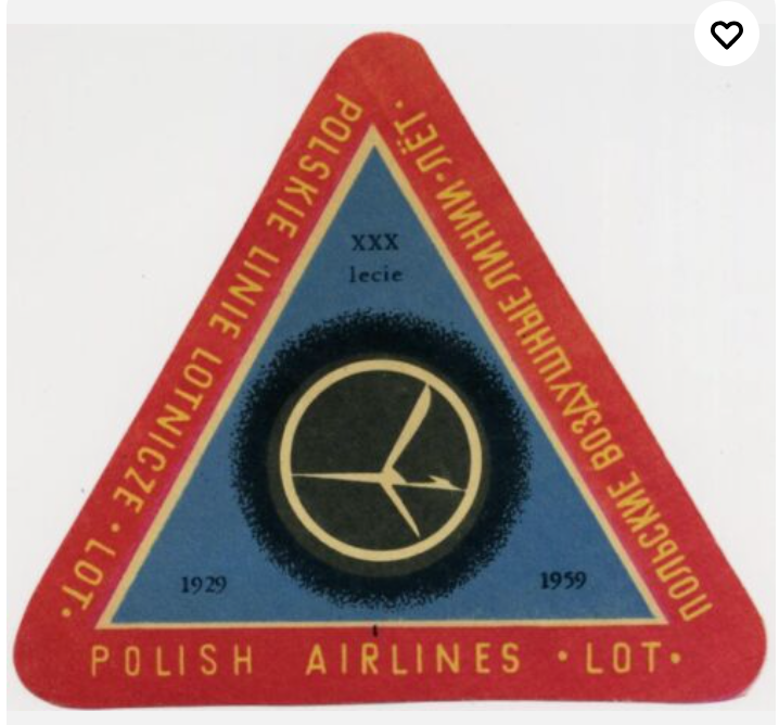 Vintage 1950's LOT Polish Poland National Airlines Logo Pin Badge