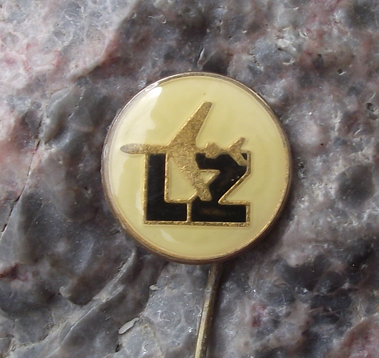 Vintage Balkan Bulgaria Airlines LZ Carrier Code Ilyushin IL-62 Pin Badge