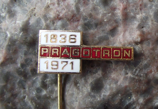 1971 Pragotron Time Measuring Timekeeping Systems Anniversary Pin Badge