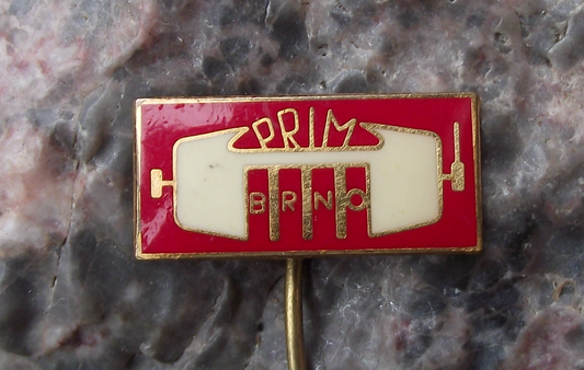 Vintage Prim Brno Factory Watches Clocks Mechanism Pin Badge