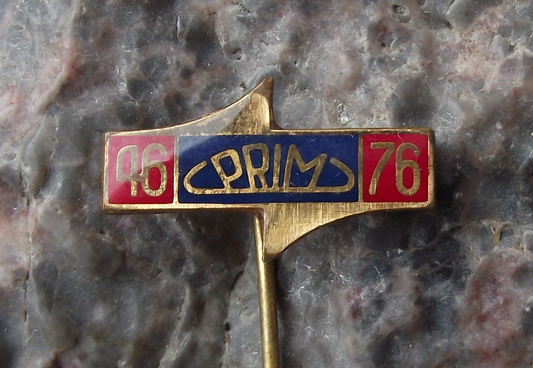 1976 Prim Czechoslovakia Watch Clock Maker 30th Anniversary Pin Badge