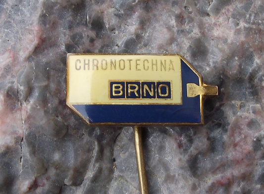 Vintage Chronotechna Brno Factory Punch Clock in out Time System Pin Badge