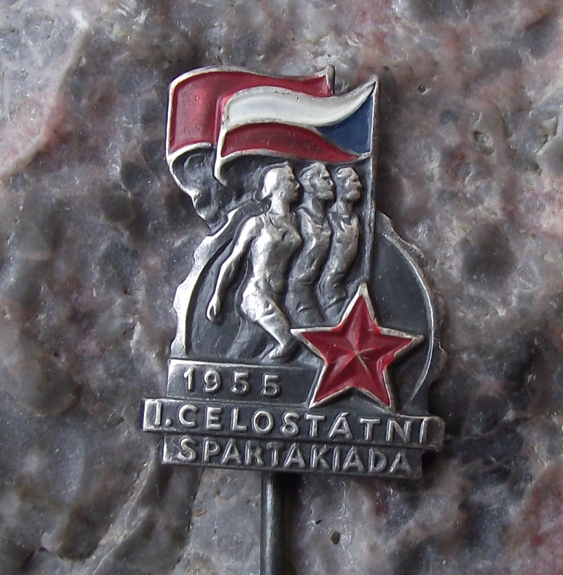 1955 Mass Gymnastics Event Prague Celebration Pin Badge