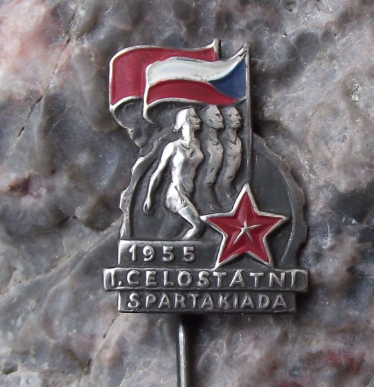 1955 Mass Gymnastics Event Prague Celebration Pin Badge