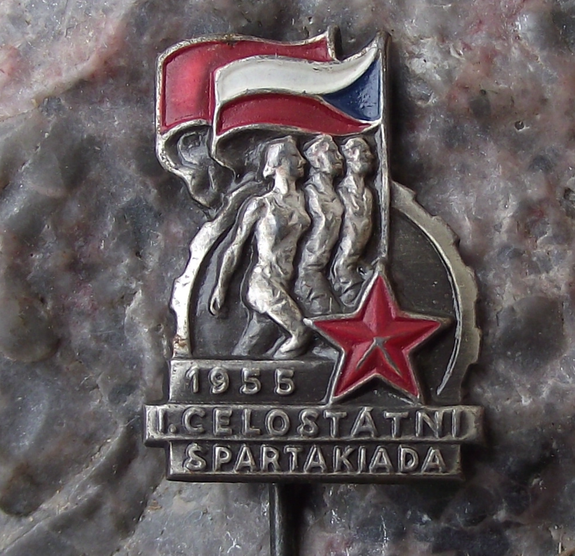 1955 Mass Gymnastics Event Prague Celebration Pin Badge