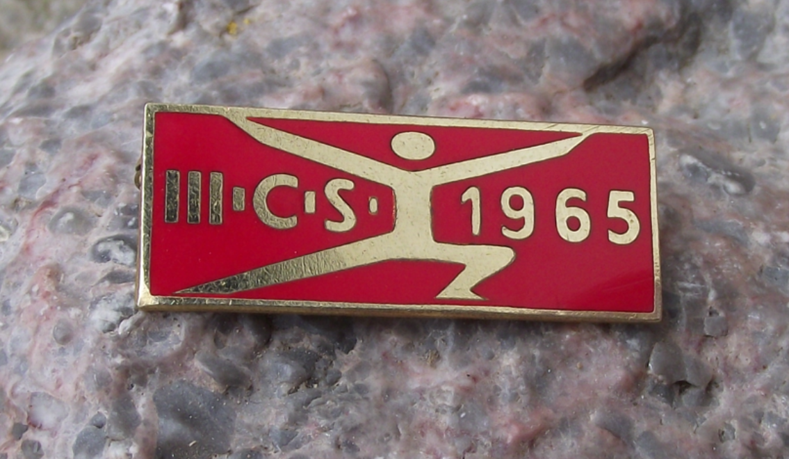 1965 Czech 3rd Spartakiad Mass Gymnastics Event Prague Celebration Pin Badge