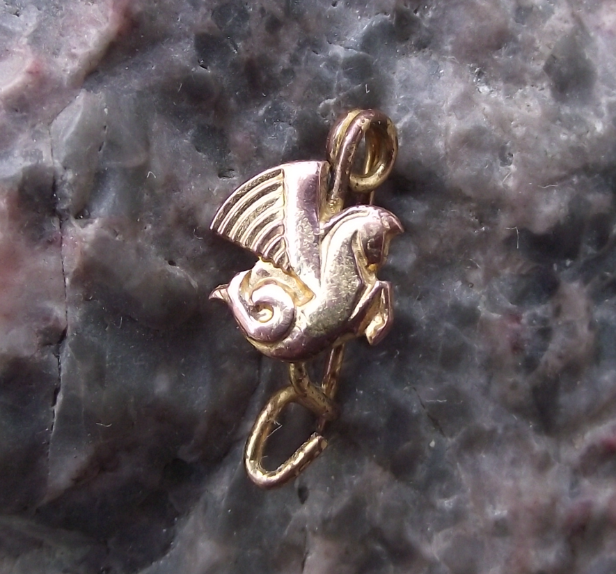 Vintage Golden Air France Winged Sea Horse French Airlines Brooch Pin Badge