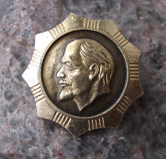 Vintage Vladimir Lenin Head Soviet Union Russia Octagon Shaped Pin Badge