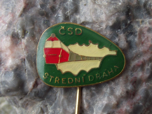 Vintage CSD Czech State Railways Central Region Map Train Rail Pin Badge