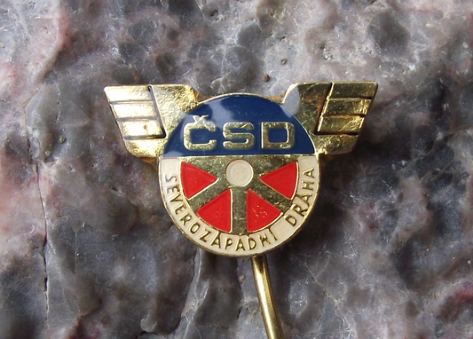 Vintage CSD Czech State Railways North Western Region Train Rail Logo Pin Badge