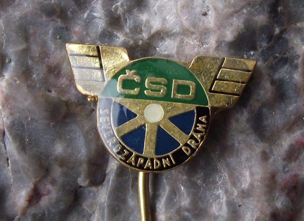 Vintage CSD Czech State Railways North Western Region Train Rail Logo Pin Badge