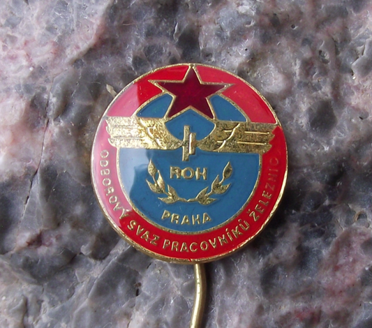 Vintage Czechoslovakia Railway Workers Trade Union Pin Badge