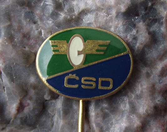 Vintage CSD Czechoslovakia Railway Winged Wheel Logo Pin Badge