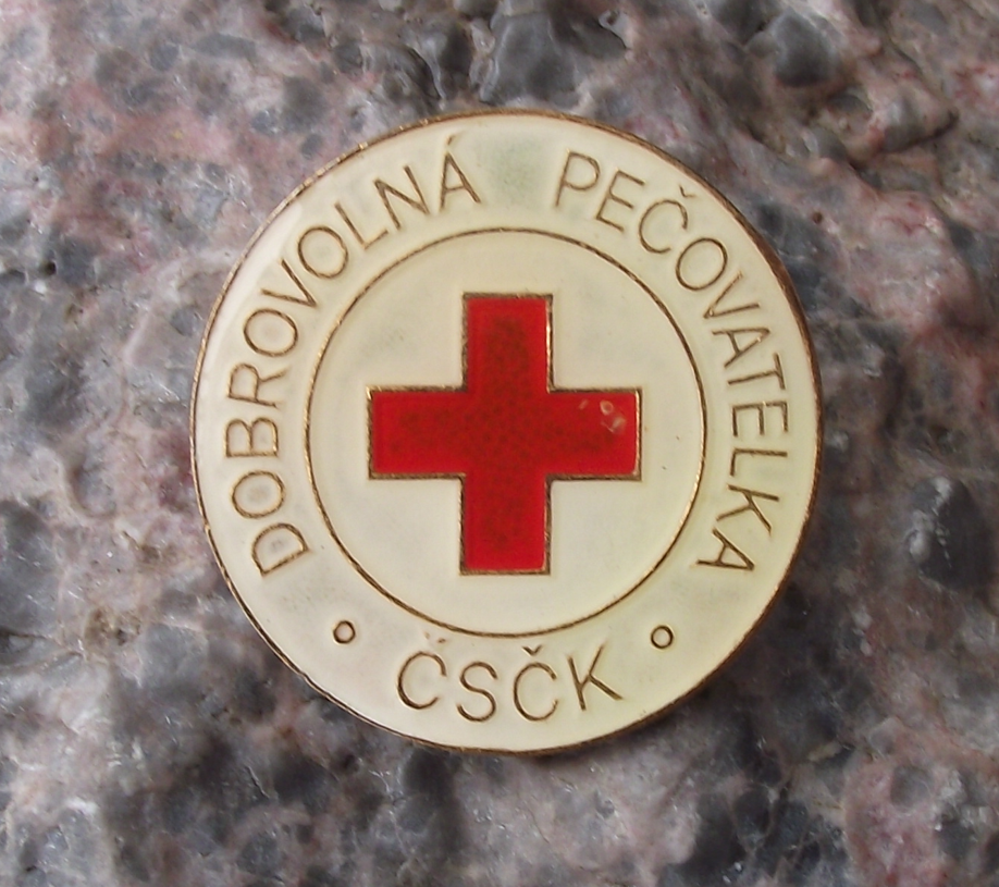 Vintage Czech Red Cross Medical Voluntary Carer CSCK Nurse Pin Badge