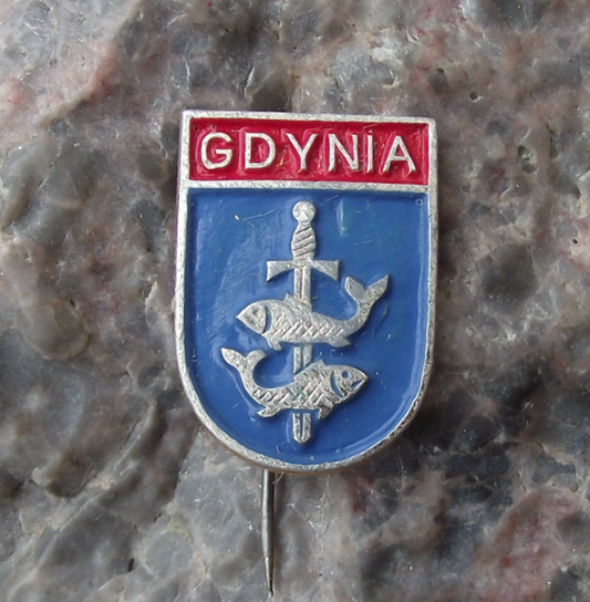 Vintage Poland Heraldic Polish City Gdynia Town Crest Pin Badge