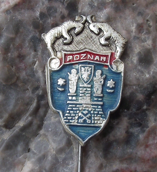 Vintage Poland Heraldic Polish City Poznan Town Crest Pin Badge