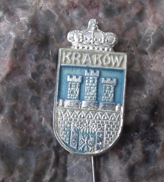 Vintage Poland Heraldic Polish City Krakow Town Crest Pin Badge