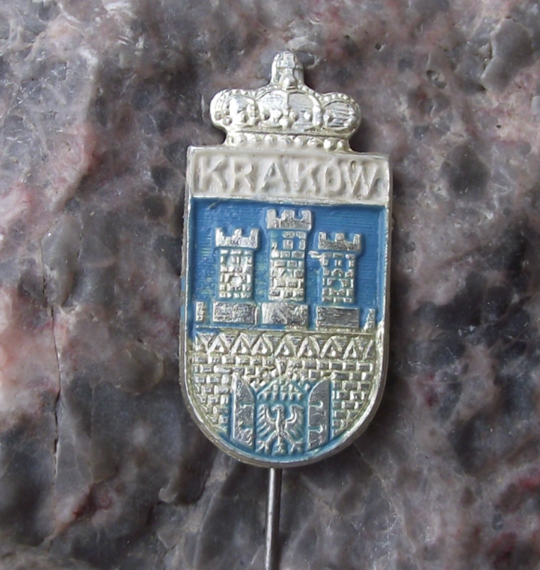 Vintage Poland Heraldic Polish City Krakow Town Crest Pin Badge