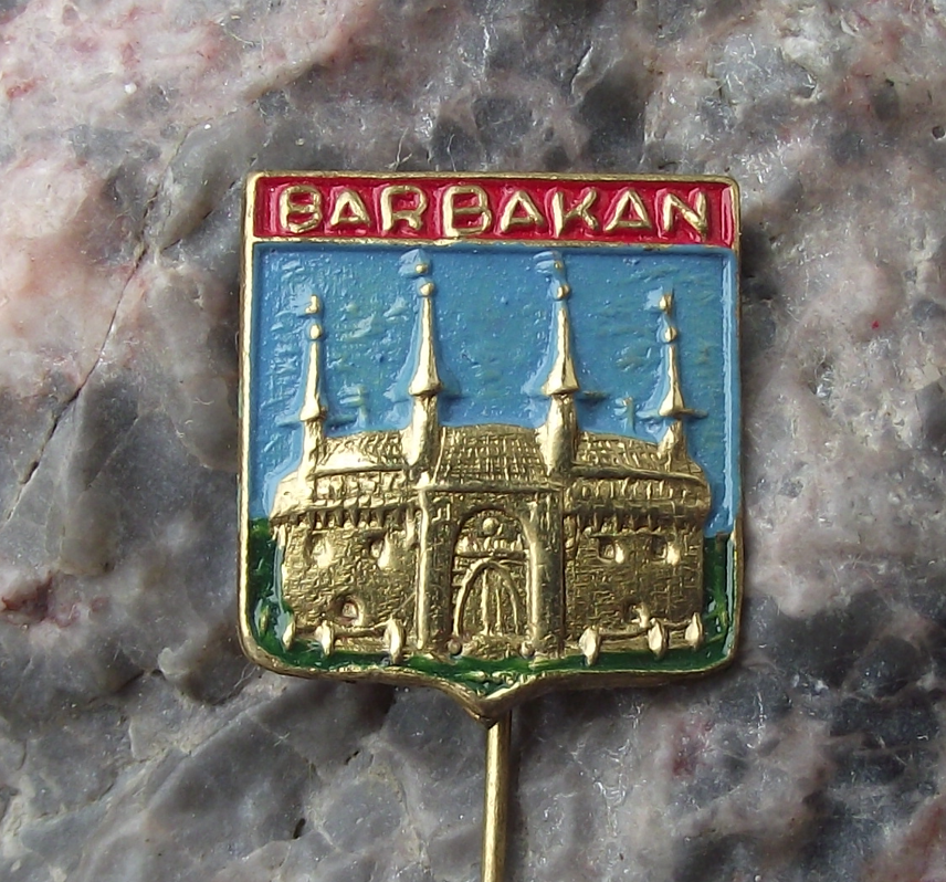 Vintage Poland Heraldic Polish City Krakow Barbakan Town Crest Pin Badge