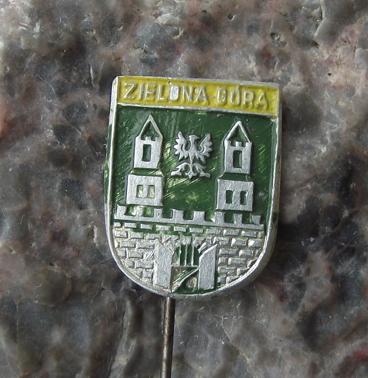 Vintage Poland Heraldic Polish City Zeilona Gora Town Crest Pin Badge