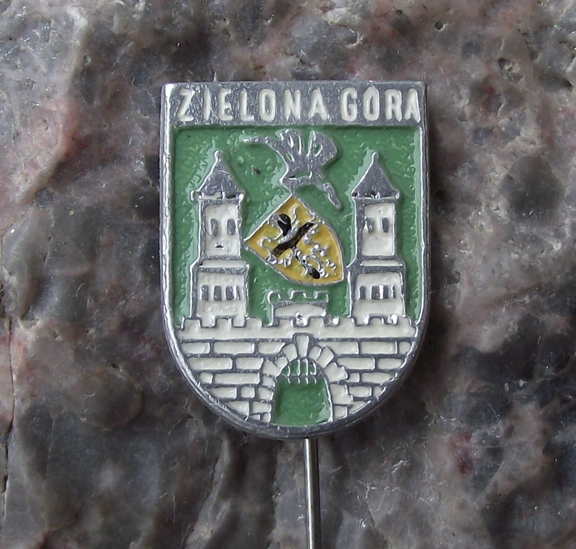 Vintage Poland Heraldic Polish City Zeilona Gora Town Crest Pin Badge