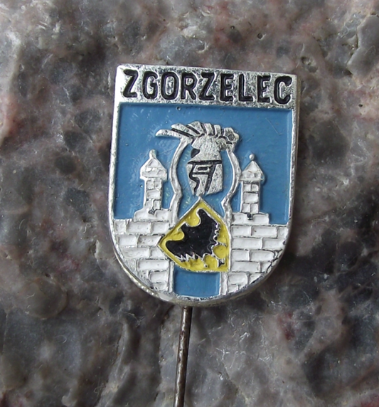 Vintage Poland Heraldic Polish City Zgorzelec Town Crest  Pin Badge