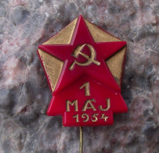 1954 Czechoslovakia May Day Celebration Czech Soviet Star Pin Badge