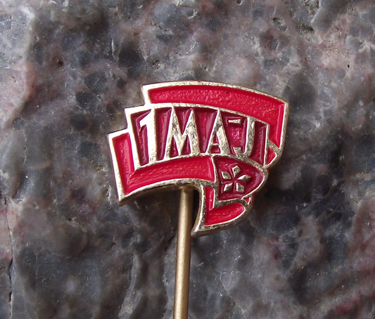 Vintage Czechoslovakia May day Mayday 1st May Military Parade Flag Pin Badge