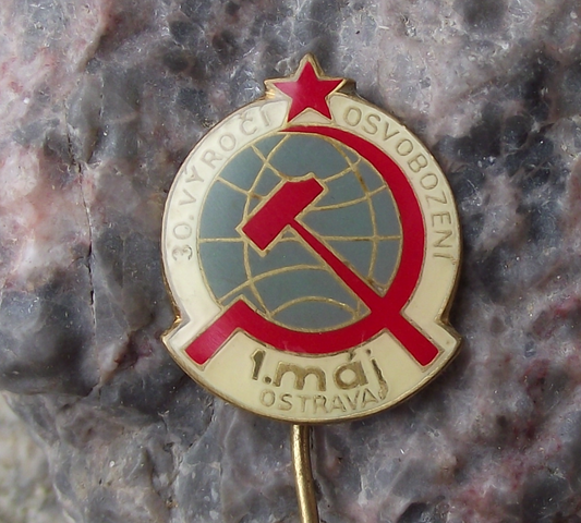 1974 Czechia May day 1st First May Ostrava 30th Anniversary Pin Badge