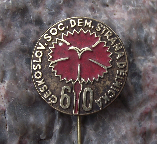 1938 Czechoslovakia Social Democratic Party 60th Anniversary Pin Badge