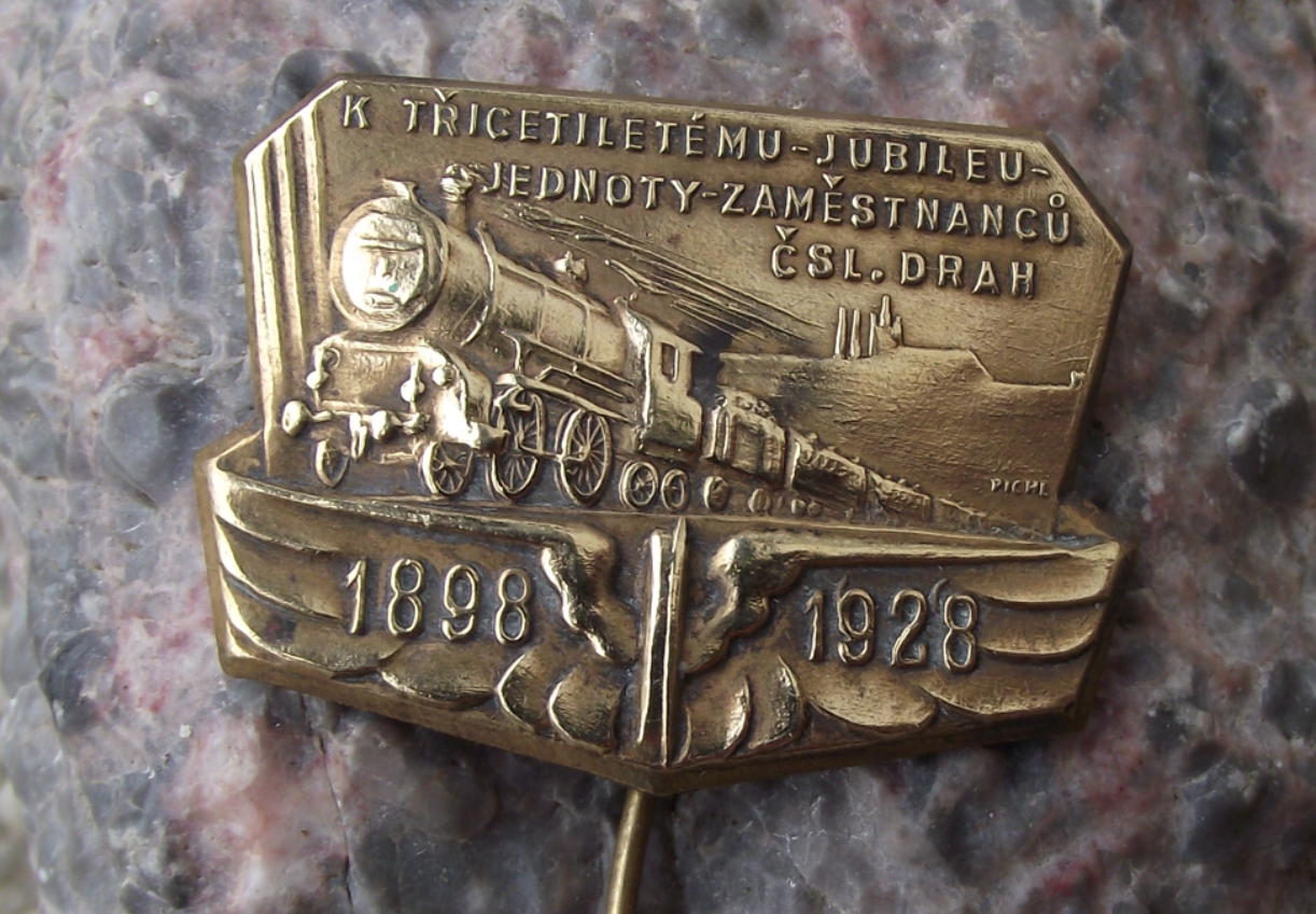 1928 Czechoslovakia Steam Train 30th Anniversary Pin Badge