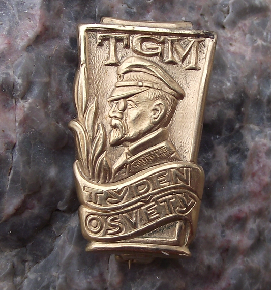 Vintage Thomas Masaryk President Czechoslovakia TGM Awareness Week Pin Badge