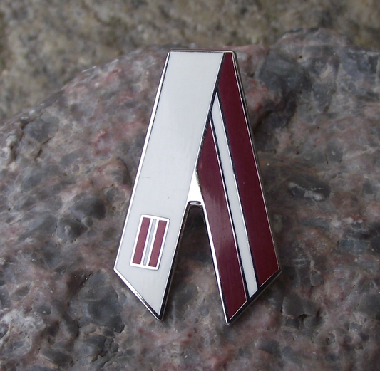 Latvia Latvian National Colours Flag V Shaped Ribbon Pin Badge