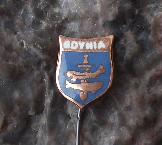 Vintage Gdynia Poland Heraldic Crest Small Shield Polish Enamel Pin Badge