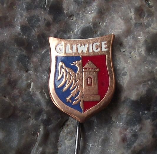 Vintage Gliwica Poland Heraldic Crest Small Shield Polish Enamel Pin Badge