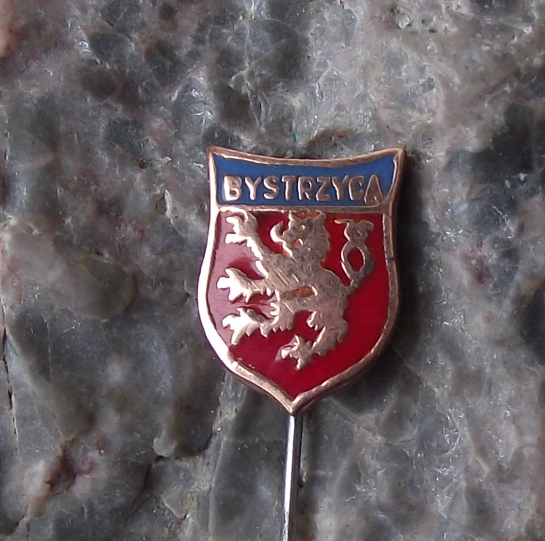 Vintage Bystrzyca Poland Heraldic Crest Small Shield Polish Enamel Pin Badge