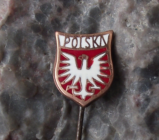 Vintage Polska Poland Heraldic Crest Small Polish Eagle Enamel Pin Badge