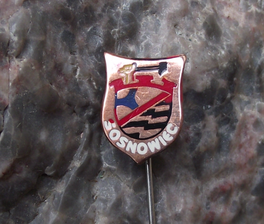 Vintage Sosnowiec Poland Heraldic Crest Small Shield Polish Enamel Pin Badge