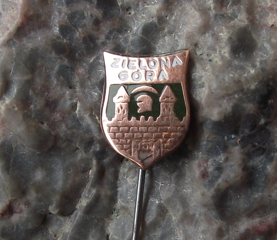 Vintage Zielona Gora Poland Heraldic Crest Small Polish Shield Enamel Pin Badge