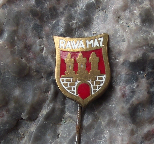 Vintage Rawa Mazowiecka Poland Heraldic Crest Small Shield Enamel Pin Badge