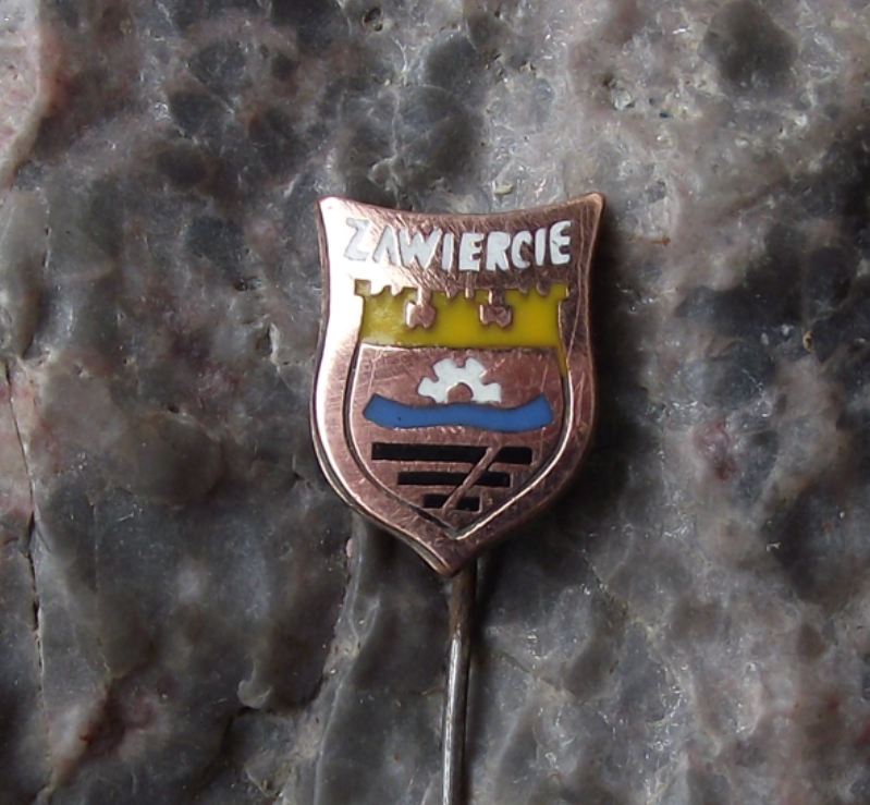 Vintage Zawiercie Poland Heraldic Crest Small Shield Polish Enamel Pin Badge