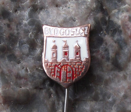 Vintage Bydgoszcz Poland Heraldic Crest Small Shield Polish Enamel Pin Badge