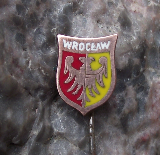 Vintage Wroclaw Poland Heraldic Crest Small Shield Polish Enamel Pin Badge