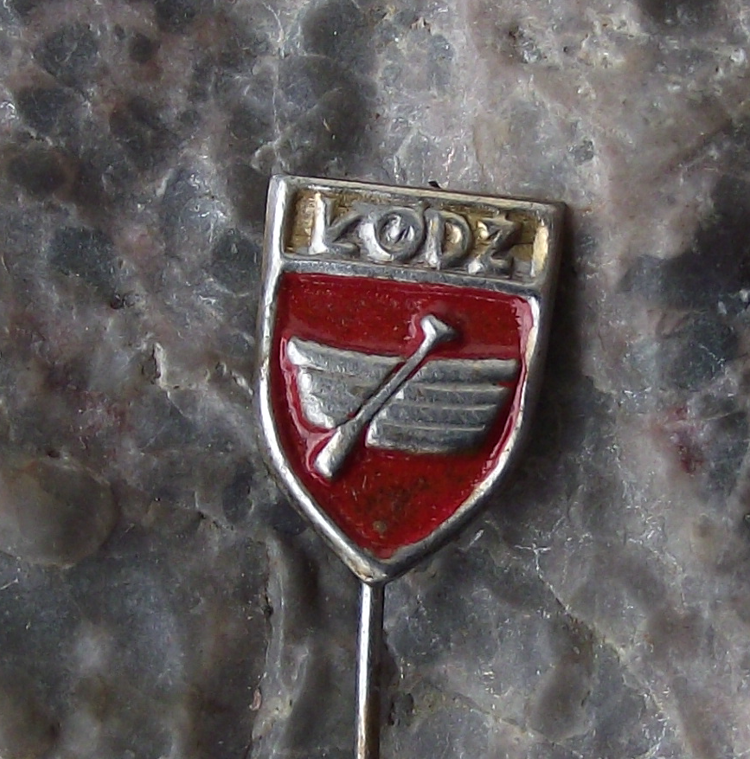 Vintage Lodz Poland Heraldic Crest Small Polish Shield Pin Badge