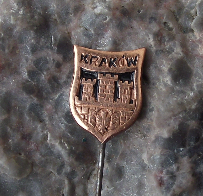 Vintage Krakow Poland Heraldic Crest Small Shield Polish Pin Badge