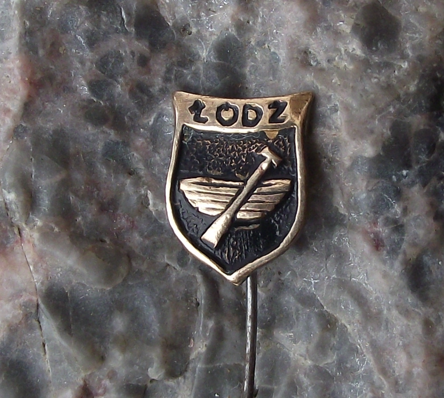 Vintage Lodz Poland Heraldic Crest Small Polish Shield Pin Badge