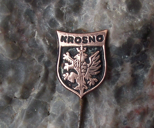 Vintage Krosno Poland Heraldic Crest Small Polish Shield Pin Badge